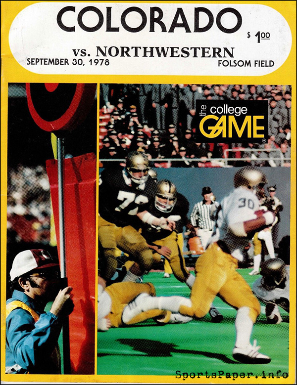 College Football Program: Colorado Buffaloes vs. Northwestern Wildcats (September 30, 1978)