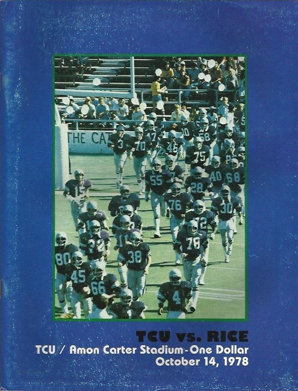 College Football Program: TCU Horned Frogs vs. Rice Owls (October 14, 1978)