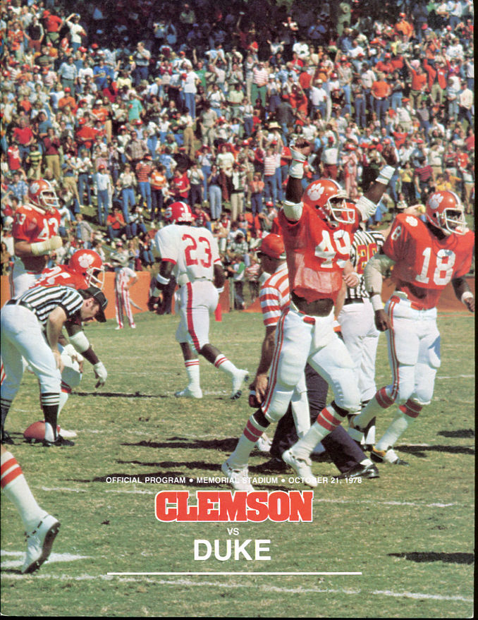 College Football Program: Clemson Tigers vs. Duke Blue Devils (October 21, 1978)