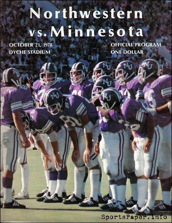 College Football Program: Northwestern Wildcats vs. Minnesota Golden Gophers (October 21, 1978)