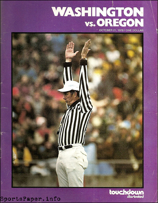 College Football Program: Washington Huskies vs. Oregon Ducks (October 21, 1978)