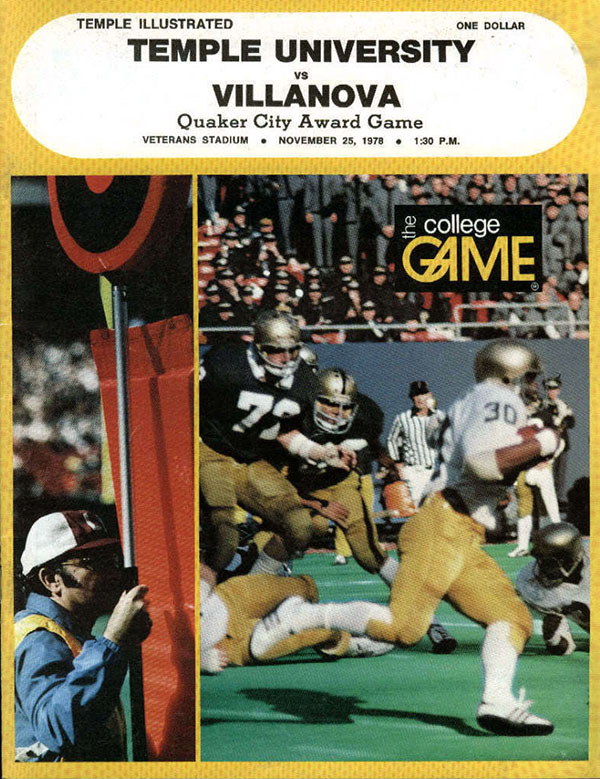 College Football Program: Temple Owls vs. Villanova Wildcats (November 25, 1978)