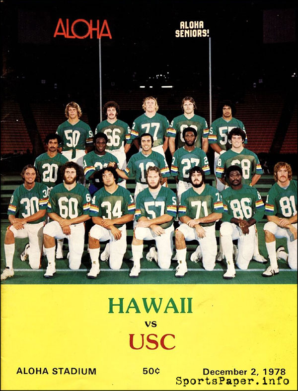 College Football Program: Hawaii Rainbow Warriors vs. USC Trojans (December 2, 1978)