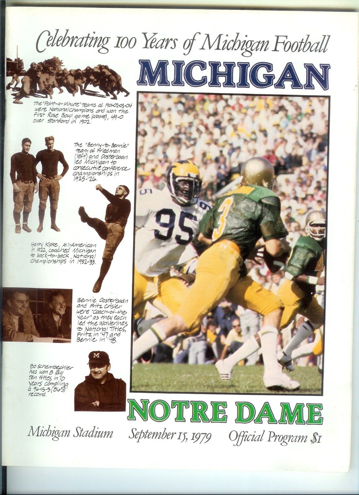 College Football Program: Michigan Wolverines vs. Notre Dame Fighting Irish (September 15, 1979)