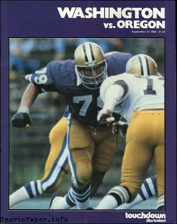 College Football Program: Washington Huskies vs. Oregon Ducks (September 27, 1980)