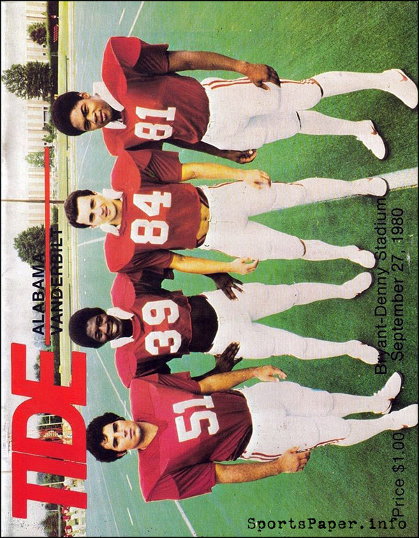 College Football Program: Alabama Crimson Tide vs. Vanderbilt Commodores (September 27, 1980)