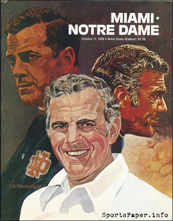 College Football Program: Notre Dame Fighting Irish vs. Miami Hurricanes (October 11, 1980)