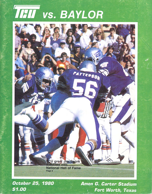 College Football Program: TCU Horned Frogs vs. Baylor Bears (October 25, 1980)