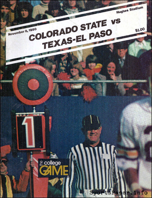 College Football Program: Colorado State Rams vs. UTEP Miners (November 8, 1980)