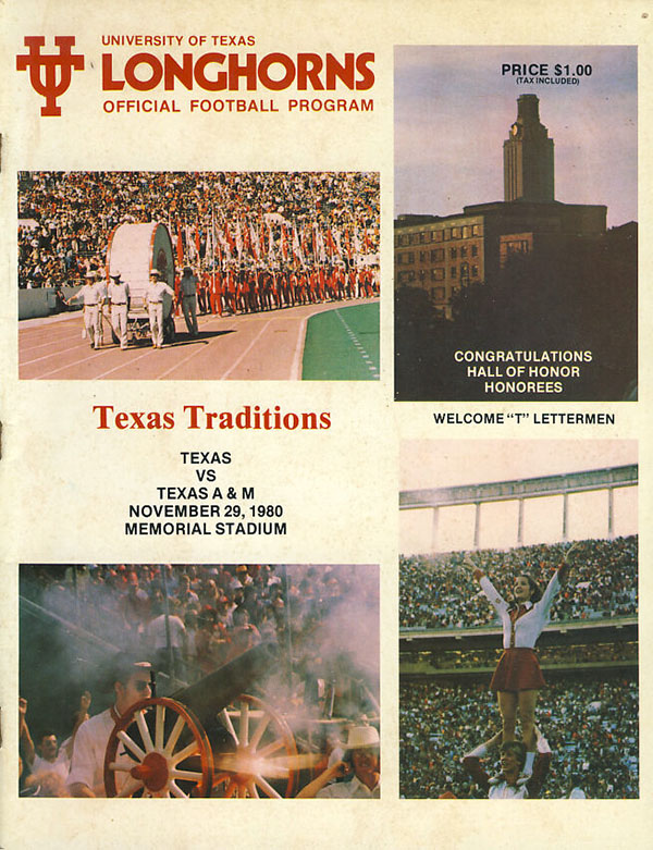 College Football Program: Texas Longhorns vs. Texas A&M Aggies (November 29, 1980)