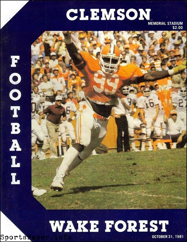 College Football Program: Clemson Tigers vs. Wake Forest Demon Deacons (October 31, 1981)