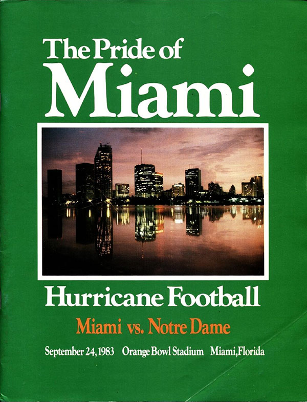 College Football Program: Miami Hurricanes vs. Notre Dame Fighting Irish (September 24, 1983)