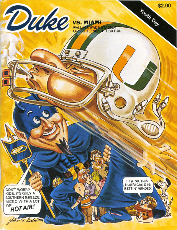 College Football Program: Duke Blue Devils vs. Miami Hurricanes (October 1, 1983)