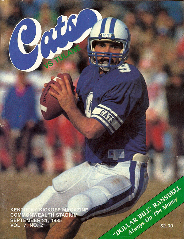 College Football Program: Kentucky Wildcats vs. Tulane Green Wave (September 21, 1985)