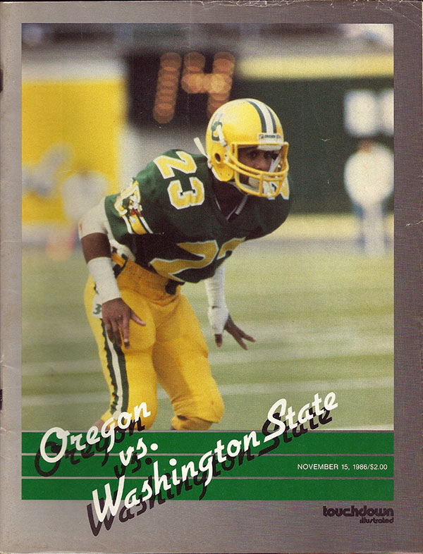 College Football Program: Oregon Ducks vs. Washington State Cougars (November 15, 1986)