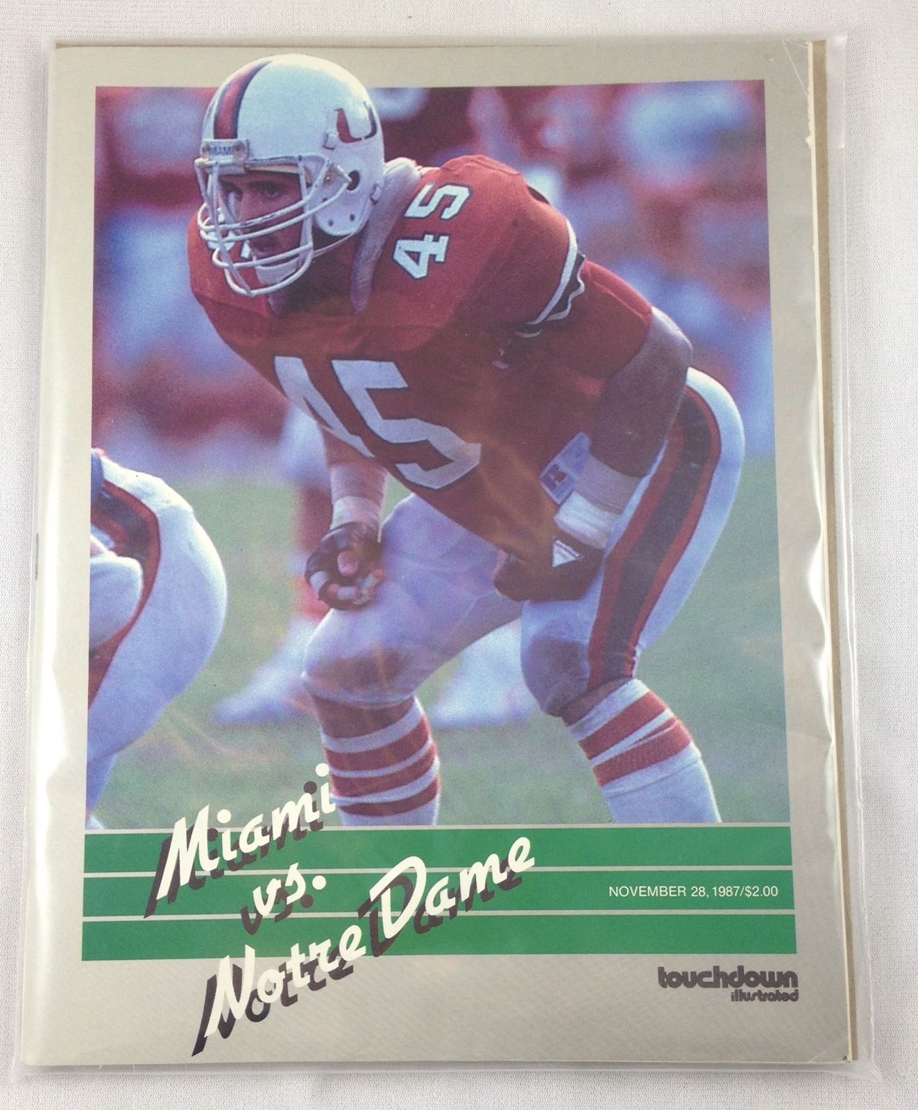 College Football Program: Miami Hurricanes vs. Notre Dame Fighting Irish (November 28, 1987)