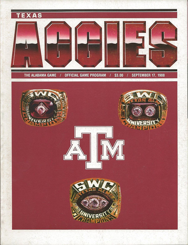 College Football Program: Texas A&M Aggies vs. Alabama Crimson Tide (September 17, 1988)