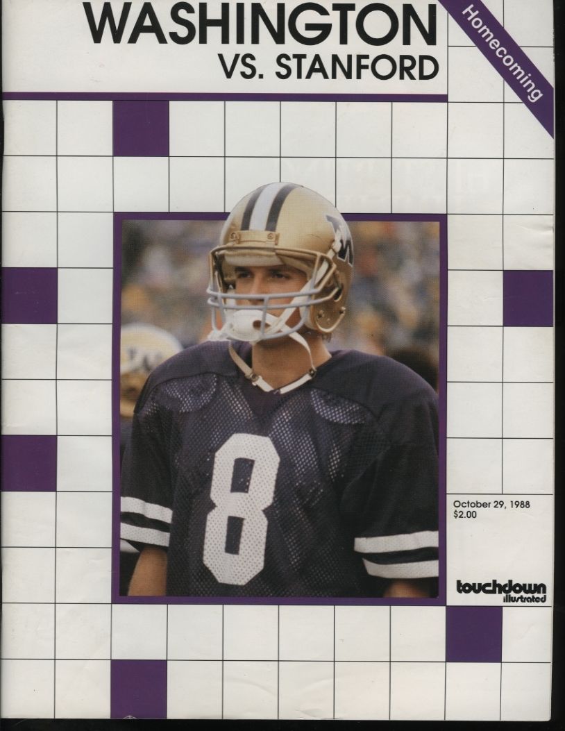 College Football Program: Washington Huskies vs. Stanford Cardinal (October 29, 1988)
