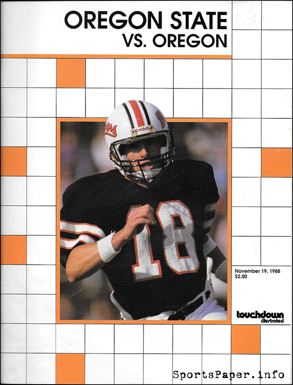 College Football Program: Oregon State Beavers vs. Oregon Ducks (November 19, 1988)