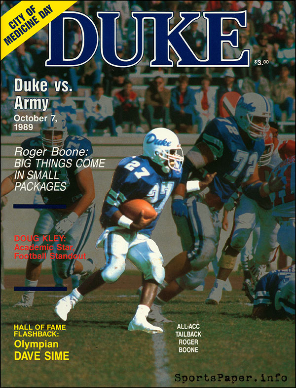 College Football Program: Duke Blue Devils vs. Army Cadets (October 7, 1989)