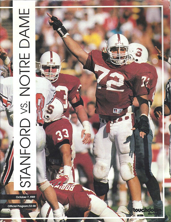 College Football Program: Stanford Cardinal vs. Notre Dame Fighting Irish (October 7, 1989)