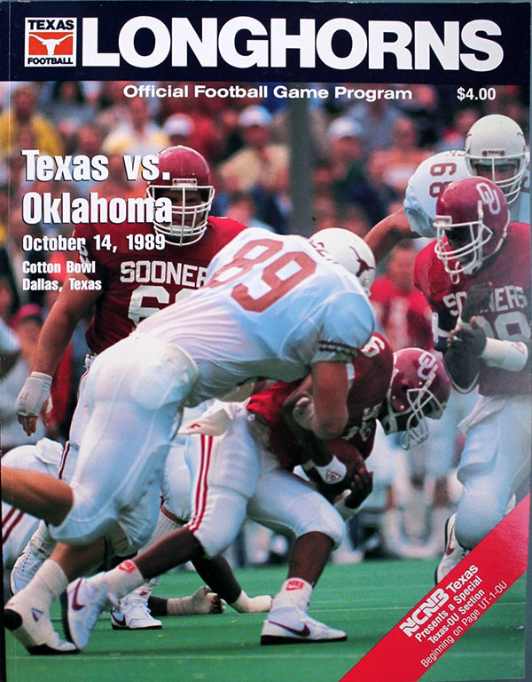 College Football Program: Texas Longhorns vs. Oklahoma Sooners (October 14, 1989)