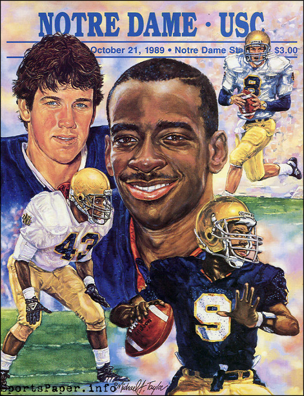 College Football Program: Notre Dame Fighting Irish vs. USC Trojans (October 21, 1989)