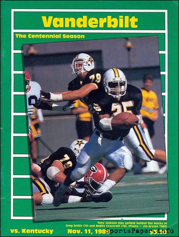 College Football Program: Vanderbilt Commodores vs. Kentucky Wildcats (November 11, 1989)