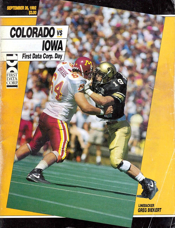 College Football Program: Colorado Buffaloes vs. Iowa Hawkeyes (September 26, 1992)