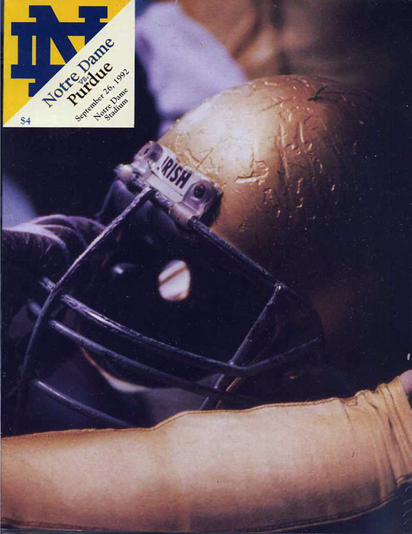 College Football Program: Notre Dame Fighting Irish vs. Purdue Boilermakers (September 26, 1992)