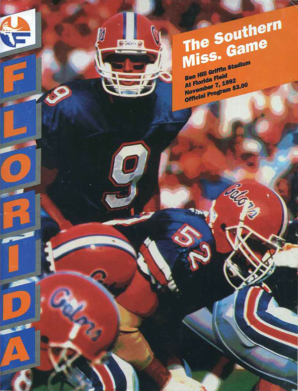 College Football Program: Florida Gators vs. Southern Miss Golden Eagles (November 7, 1992)