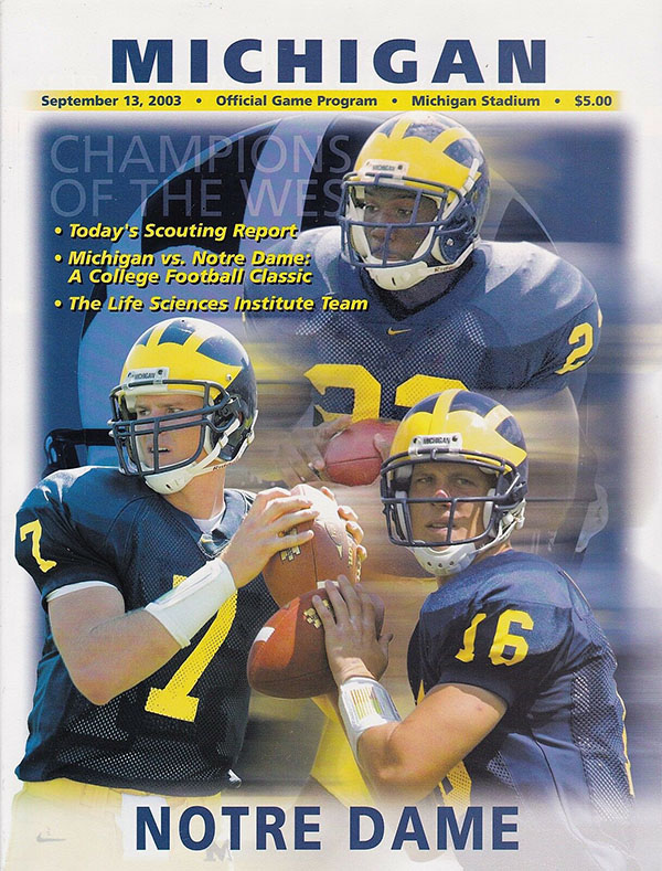 College Football Program: Michigan Wolverines vs. Notre Dame Fighting Irish (September 3, 2003)