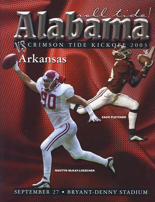 College Football Program: Alabama Crimson Tide vs. Arkansas Razorbacks (September 27, 2003)