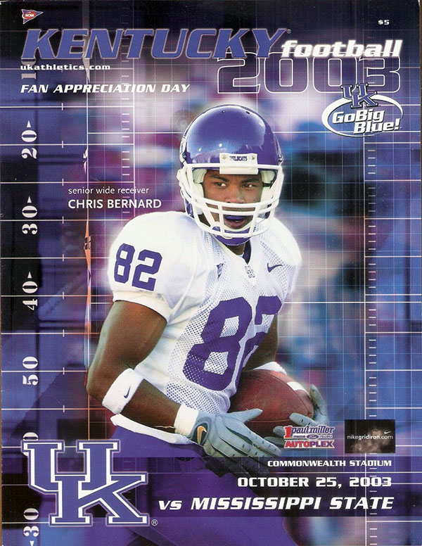 College Football Program: Kentucky Wildcats vs. Mississippi State Bulldogs (October 25, 2003)