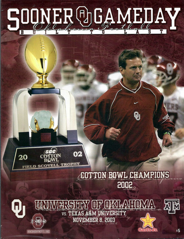 College Football Program: Oklahoma Sooners vs. Texas A&M Aggies (November 8, 2003)