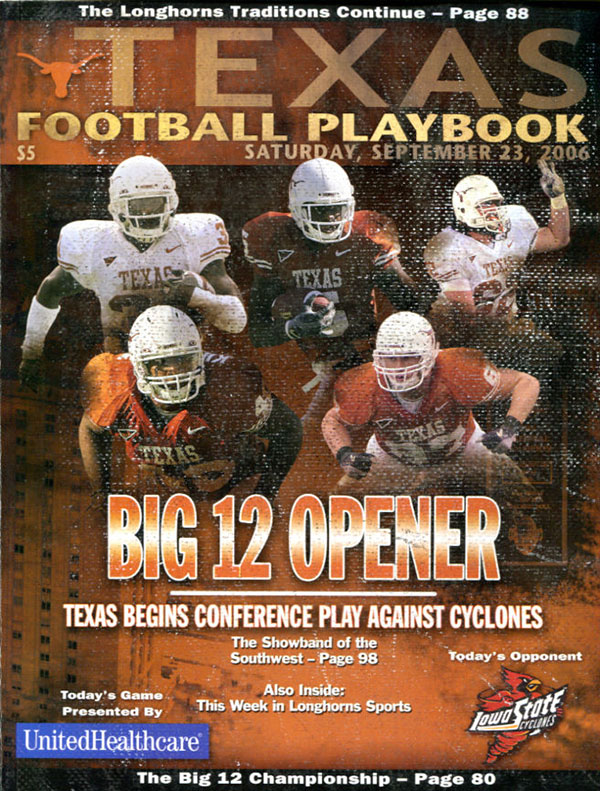 College Football Program: Texas Longhorns vs. Iowa State Cyclones (September 23, 2006)