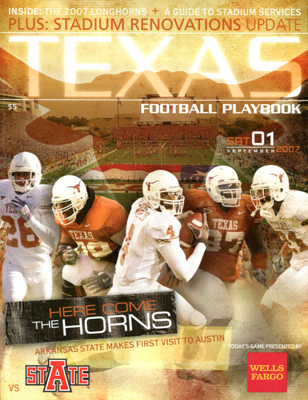 College Football Program: Texas Longhorns vs. Arkansas State Red Wolves (September 1, 2007)