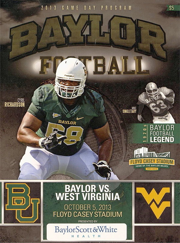 College Football Program: Baylor Bears vs. West Virginia Mountaineers (October 5, 2013)