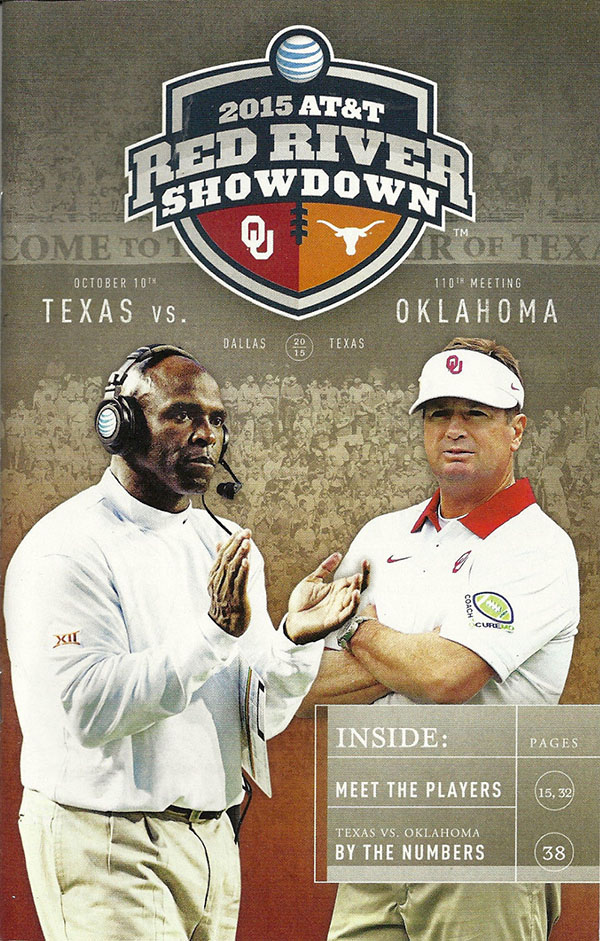 College Football Program: Texas Longhorns vs. Oklahoma Sooners (October 10, 2015)