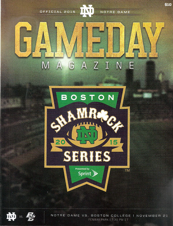 College Football Program: Notre Dame Fighting Irish vs. Boston College Eagles (November 21, 2015)