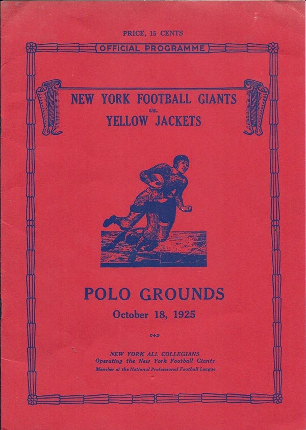 Philly & Stuff: Frankford Yellow Jackets vs. New York Giants at Polo  Grounds - October 18, 1925