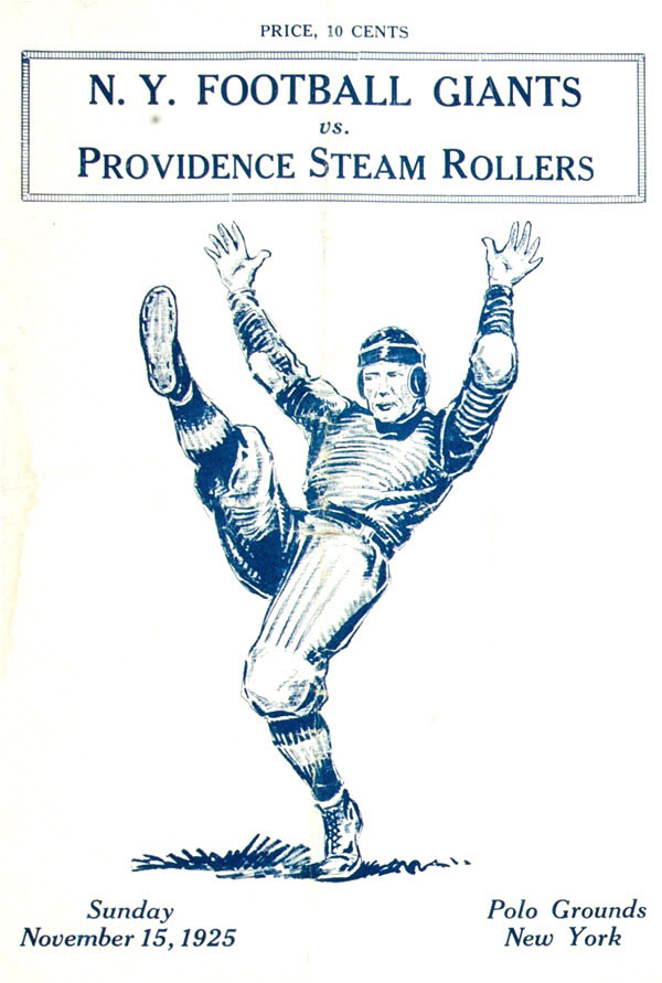 NFL Program: New York Giants vs. Providence Steam Rollers (November 15, 1925)