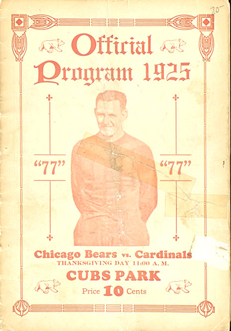 NFL Program: Chicago Bears vs. Chicago Cardinals (November 26, 1925)