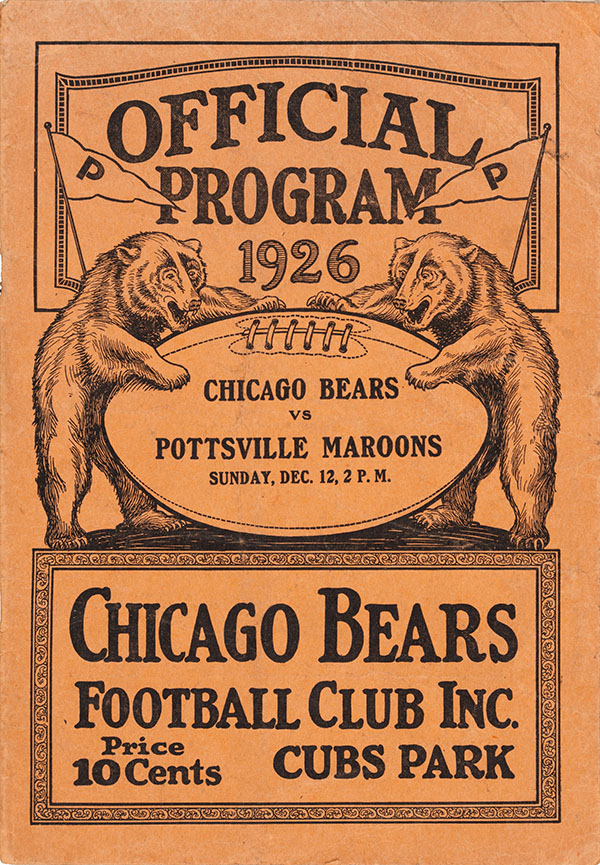 NFL Program: Chicago Bears vs. Pottsville Maroons (December 12, 1926)