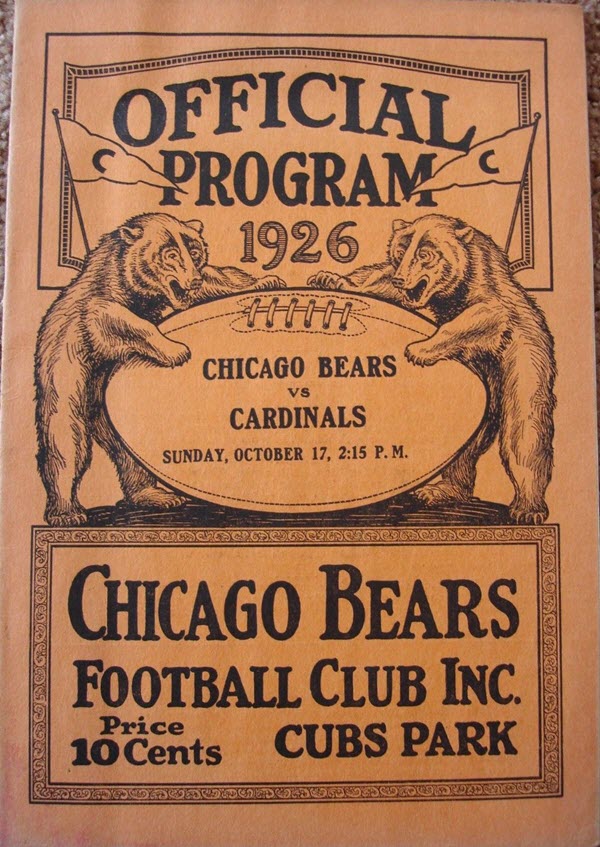 NFL Game Program: Chicago Bears vs. Chicago Cardinals (October 17, 1926)