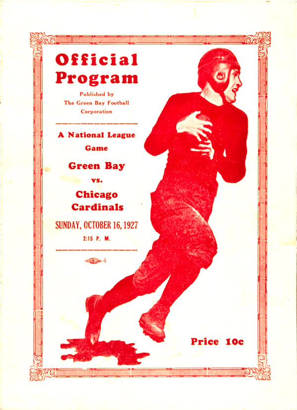 NFL Program: Green Bay Packers vs. Chicago Cardinals (October 16, 1927)