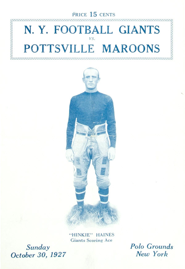 NFL Program: New York Giants vs. Pottsville Maroons (October 30, 1927)