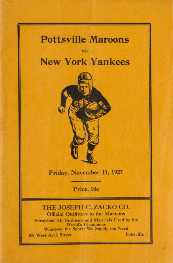 NFL Program: Pottsville Maroons vs. New York Yankees (November 11, 1927)