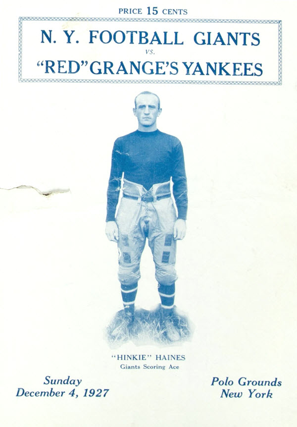 NFL Program: New York Giants vs. New York Yankees (December 4, 1927)