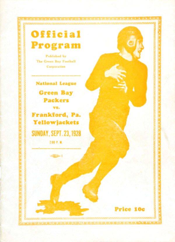 NFL Program: Green Bay Packers vs. Frankford Yellow Jackets (September 23, 1928)